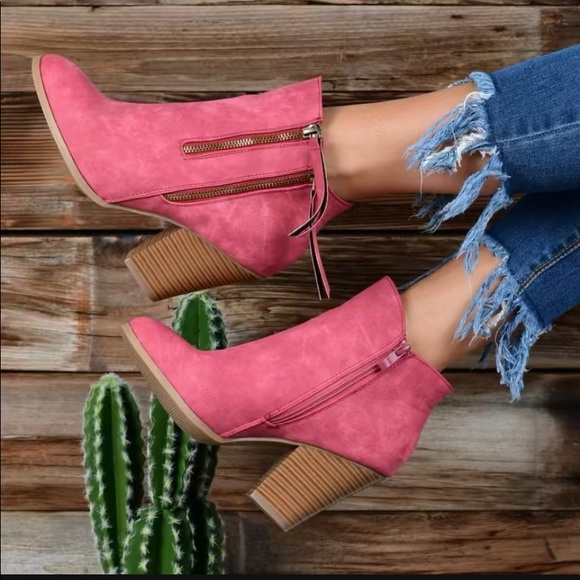 Wine/mauve colored booties. Brand new. Never worn - Picture 2 of 3